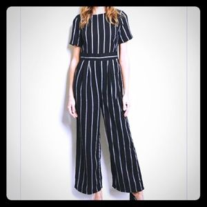 Black with White Stripes Spring Jumpsuit